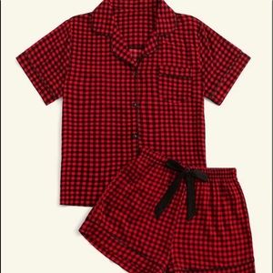 PJ PAJAMAS SET BUTTONED SHIRT SHORTS PLAID